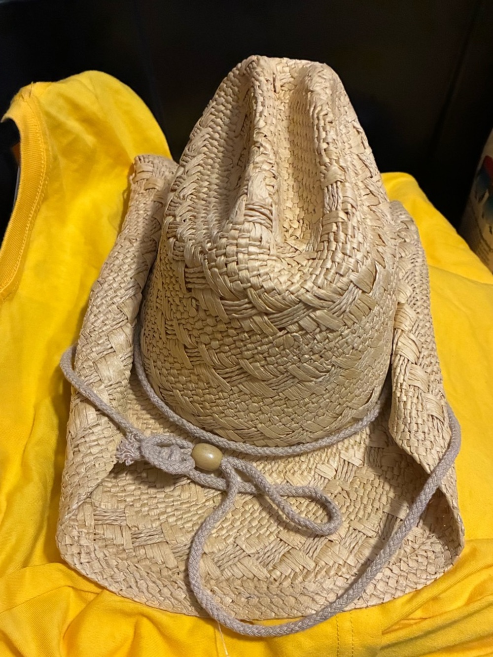 Natural Straw Cowboy Hat with Chin Cord